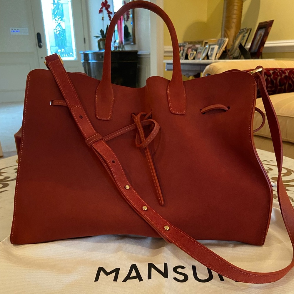 LIKE NEW MANSUR GAVRIEL Suede Sun Bag - brick